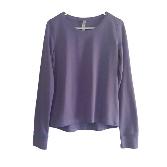 Under Armour All Season Gear Top Junior YXL Purple Blue Stitch Logo Thumb Hole - Picture 1 of 11